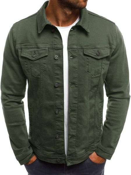 

solid color jeans jackets men fashion autumn slim mens casual denim coats turn-down collar streetwear men's, Black;brown