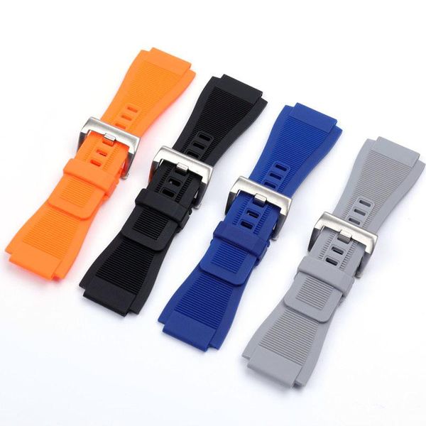 

watch bands for bell 34 x 24mm silicone rubber strap/band ross br-01 br-03 pvd clasp, Black;brown