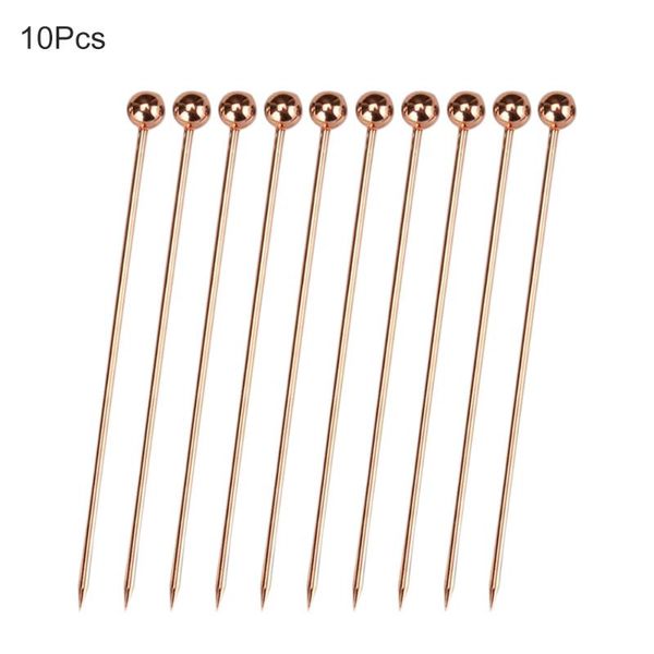 

forks 10pcs/set 11cm 304 stainless steel gold plated color titanium fruit pin pick cocktail fork wine drinks mixing t