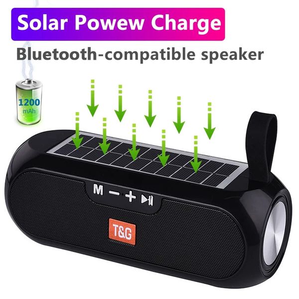 

solar charging bluetooth-compatible speaker portable column wireless stereo music box outdoor waterproof altavoces
