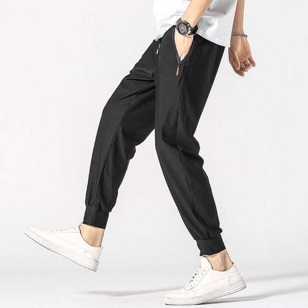 

pants hugo ice silk summer thin style fast drying sports casual loose air conditioning, Black
