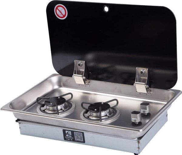 

burner gas stove with glass cover for rv yacht narrow boat sliding rail atv parts