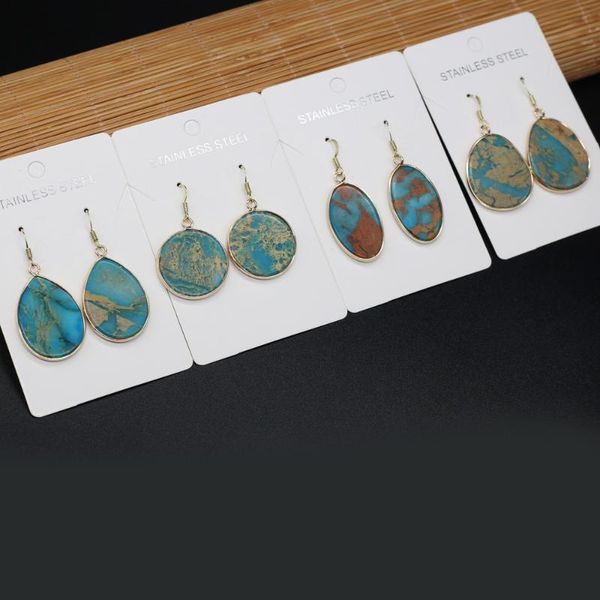

dangle & chandelier 2021 style fashion natural stone earrings irregular blue ocean ore charms for elegant women love romantic gift, Silver