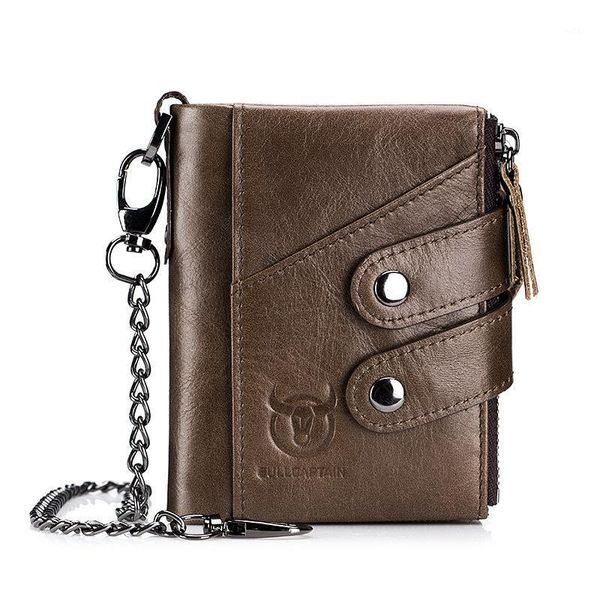 Topfight Marca BullCaptain Proteção Proteção Anti-Theft Digitalização Masculino Couro Biflod Curta Carteira Grande Men Wallets1