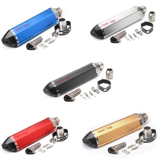 

motorcycle exhaust system universal 470mm muffler pipe slotted escape moto with db killer personalized customization ak laser logo