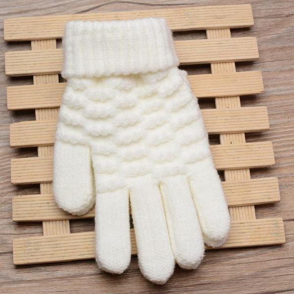 

children's mittens baby winter and autumn gloves, brand , jacquard, writing, five fingers, warm, cashmere like knitting, 2021, White