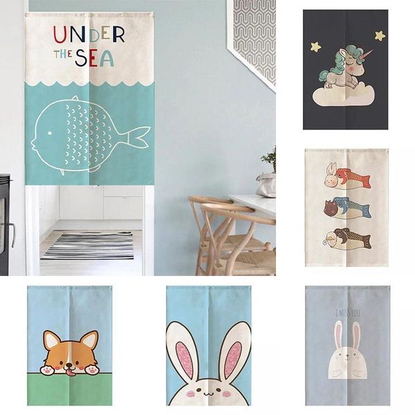 

cartoon bedroom kitchen cotton door curtain home decoration partition half panel blackout & drapes