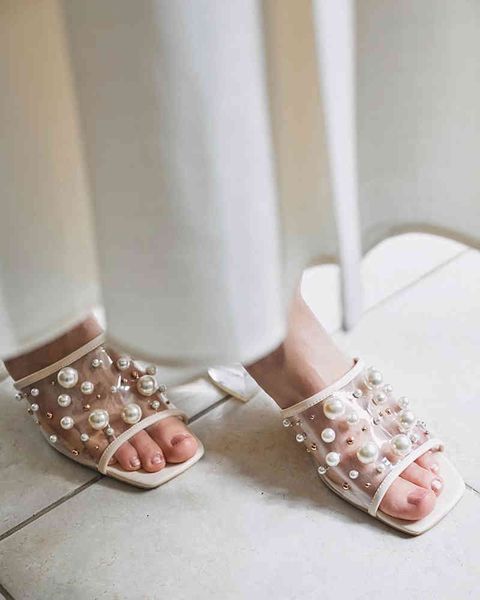 

sweet original new d eimy pearl transparent slippers in may yw, Black