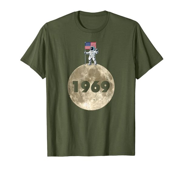 

1969 moon lunar landing american astronaut outer space t-shirt, White;black