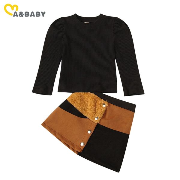 

1-8y autumn spring toddler child kid girls clothes set knitted long sleeve sweaters patchwork skirts outfits 210515, White