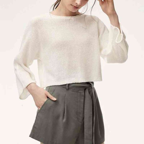 

women's t-shirt cotton knitted women's round neck loose t-shirt, White