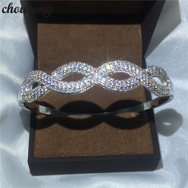 

choucong sparkling wedding bangles luxury jewelry 925 sterling silver fill pave white sapphire cz diamond gemstones party promise women cros, Black