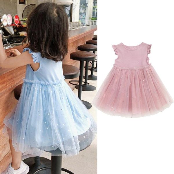 

girl's dresses focusnorm 2-7y summer toddler kids girls mesh princess dress ruffle sleeve sequined knee length tutu, Red;yellow
