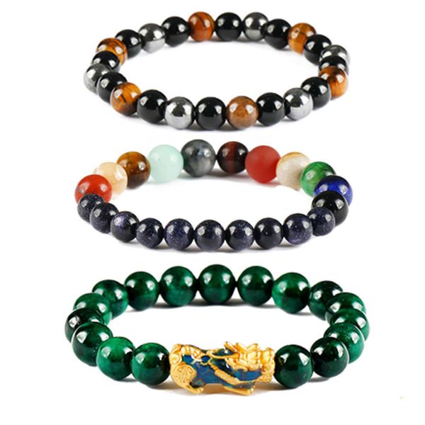 

selling color changing bracelet creative geometric yoga blue sand stone buddha beads bracelet, Golden;silver