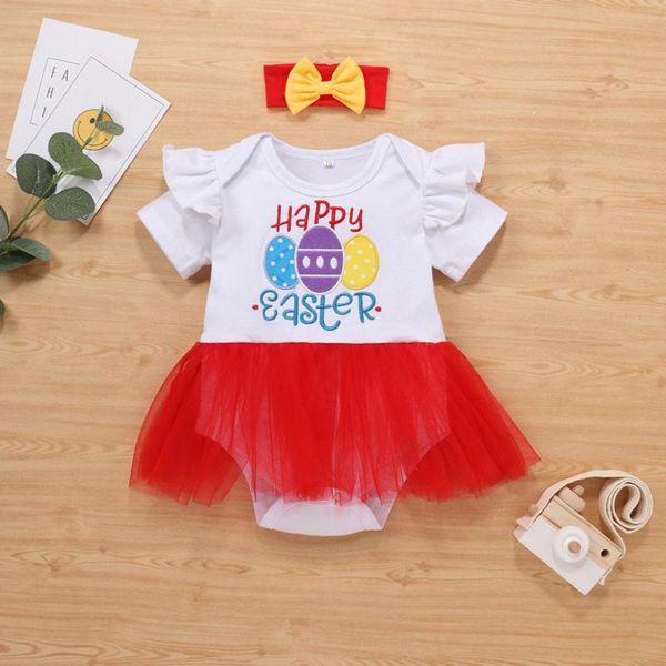 

summer dress infant baby girls easter eggs letter sleeve romper tutu princess outfits set vogue clothes ropa clothing sets, White
