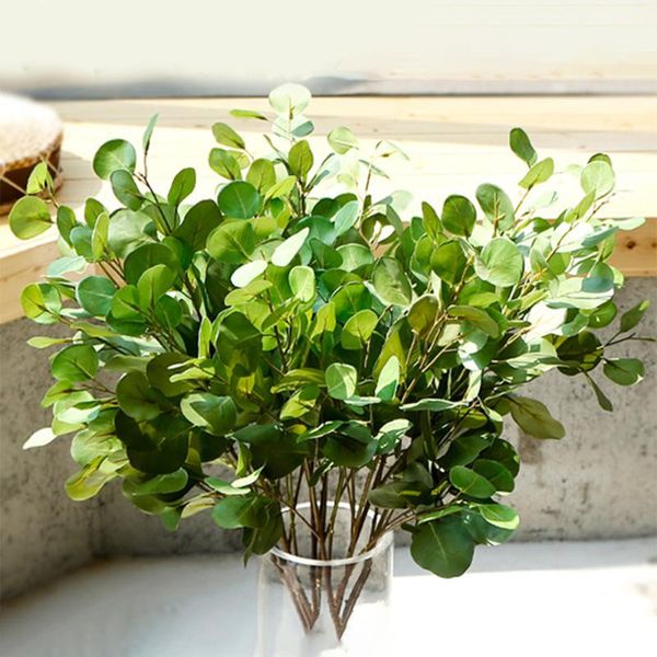 

decorative flowers & wreaths 1pc handmade eucalyptus money leaf simulation european artificial green yellow plant flower home decorations