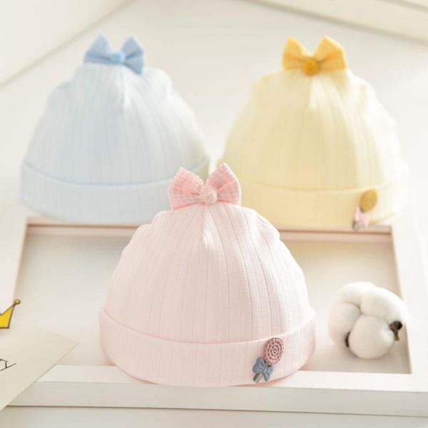 

caps & hats 0-3 month cotton hat for born baby girl boy child beanie kids girls sping autumn cute, Yellow