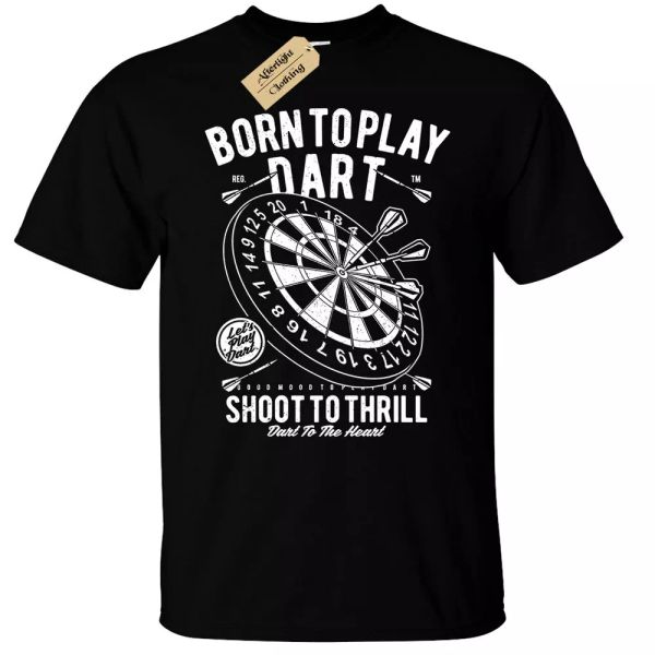 

born to play dardos camiseta hombre dardo player regalo, White;black