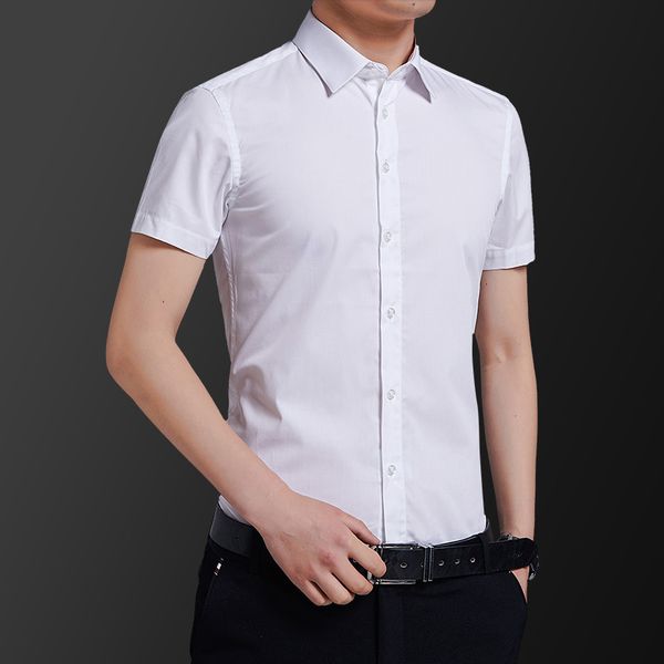 

Short sleeve shirt men's summer Korean slim fit business casual white inch professional work uniform, White;black