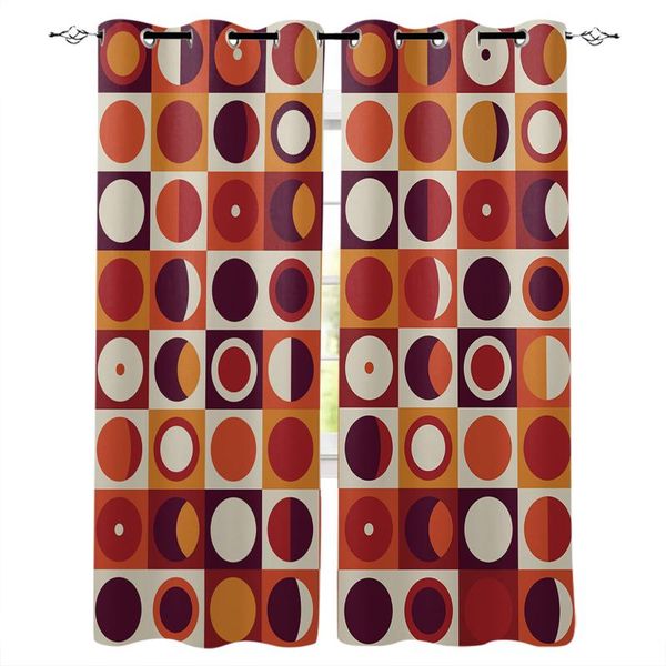 

grid rectangle round orange - red window curtains for living room bedroom kitchen modern home decoration drapes blinds curtain &