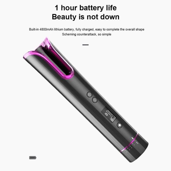 

charging hand-held dry wet automatic hair curler curling iron curls waves four levels curly rotating wave styer electric brushes