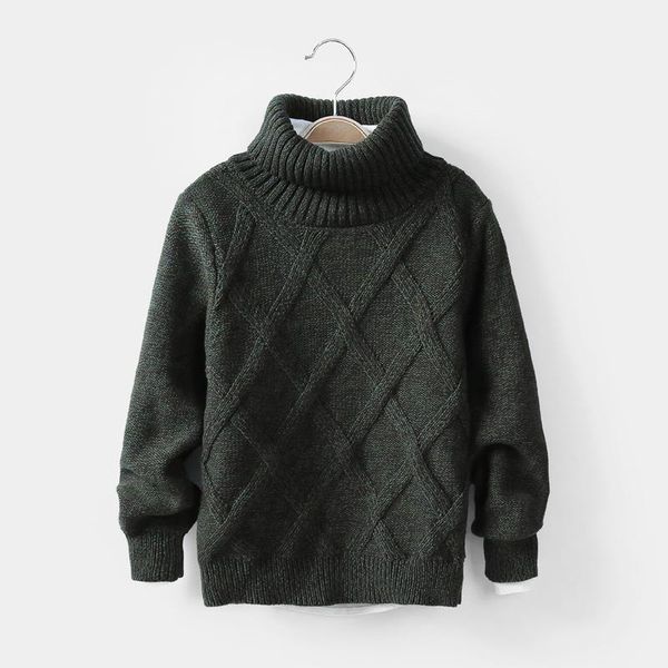 

3t-11t pure color winter teenage boy girl kid thick knitted bottoming turtleneck shirts high collar pullover sweater clothes cardigan, Blue