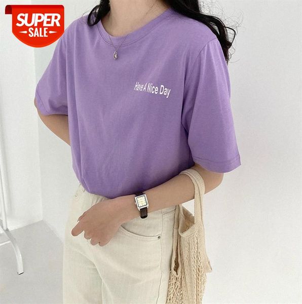 

112-0010 simple female printed letters round neck loose short-sleeved t-shirt bottoming shirt #dq7c, Black;gray