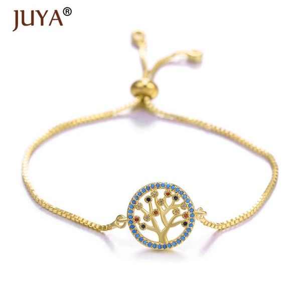 

charm bracelets friendship bracelet women tree of life copper inlay zirconia rhinestone adjustable gold rose chain, Golden;silver