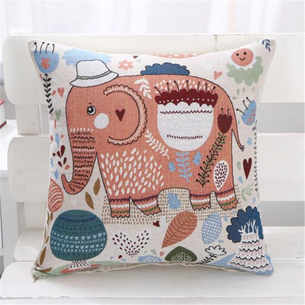 

cushion/decorative pillow 45x45cm cotton linen sofa cushion cover elephant flower living room pillowcase home decoration covers decorative p