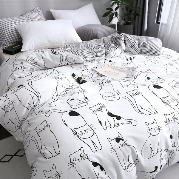 

bedding sets cartoon cat set cotton kawaii comforter for women girl king twin  size bed sheets and pillowcases