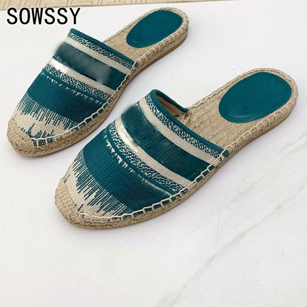 

80% off store online spring summer new weave women's slippers retro style vamp embroidery design fisherman shoes classic comfortable 20, Black