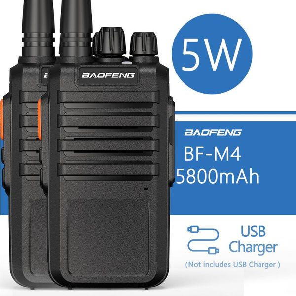 

walkie talkie 2pcs baofeng bf-m4 5w 5800mah battery support usb charging uhf400-470mhz high power communicator radio