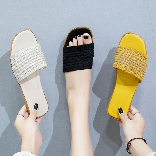 

classic slippers summer women sandals korean shoes fashion beach casual comfortable flat for large size, Black