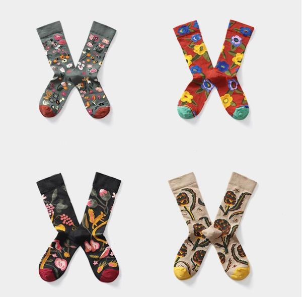

yuppie hip hop socks women men cartoon street graffiti personality classic avant-garde creativity four seasons jacquard skateboard cotton sp, Black;white