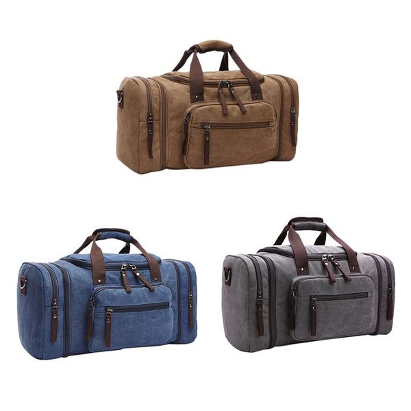 

large capacity men hand luggage travel duffle bags canvas weekend shoulder multifunctional overnight duffel bag