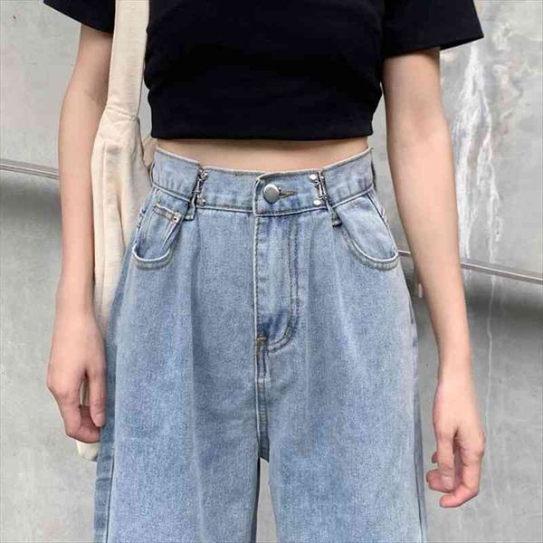 

straight pachwork pocket wide leg women jeans denim high waist harajuku female overalls streetwear pants mom jean, Blue