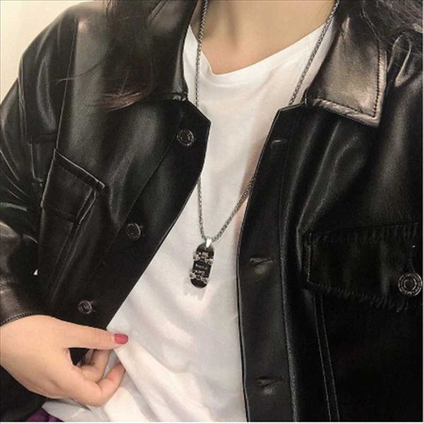 

pendant necklaces punk fashion necklace men skateboard statement sweater chain goth style women hip hop jewelry wholesale, Silver