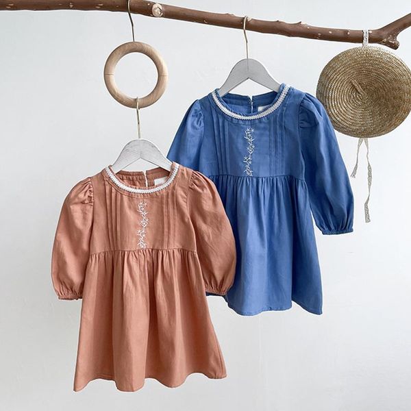 

girl's dresses menoea kids for girls autumn fall winter embroidery flower clothes toddler children party outfits solid color customes, Red;yellow