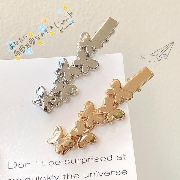 

hair accessories korean fashion temperament metal hairpin simple butterfly clip broken bangs french elegant, Slivery;white