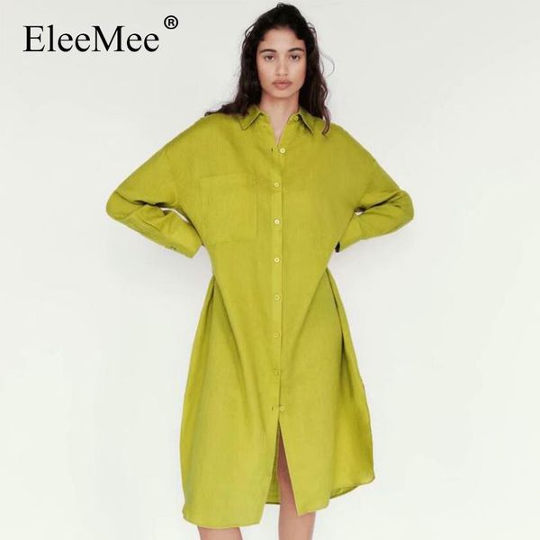 

casual dresses eleemee basic long shirt dress women pocket turndown collar sleeve solid color concise daily female size s-l, Black;gray