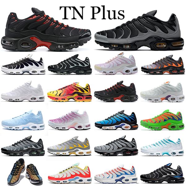 

discount tn plus running shoes womens mens trainers sneakers triple black white oreo spider web hyper blue outdoor sport tennis size 36-46