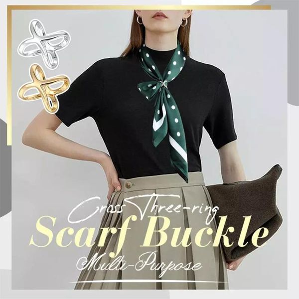 

multi-purpose cross hollow simple three-ring scarf buckle x-shaped shawl cycling caps & masks, Black