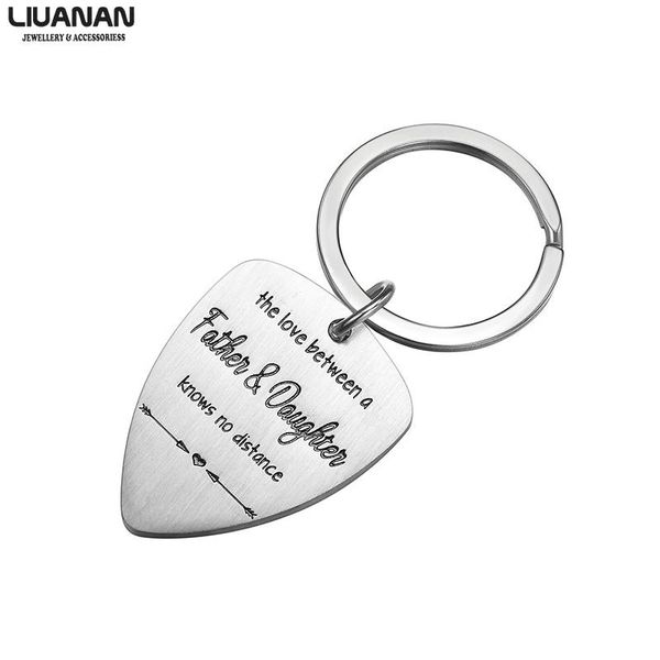 

keychains gifts for dad keychain fathers day gift key ring daddy papa men jewelry birthday chain guitar pick pendant, Silver