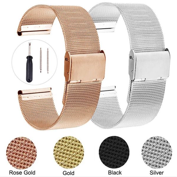 

watch bands milanese stainless steel strap for samsung galaxy 3 41mm 45mm band bracelet s3 42mm 46mm active 2 gear 20mm 22mm wristband, Black;brown