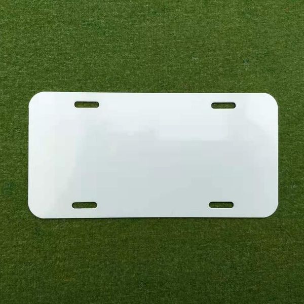 

sublimation aluminum license plate blank white aluminium sheet diy thermal transfer advertising plates custom logo 15*30cm 4holes mma135