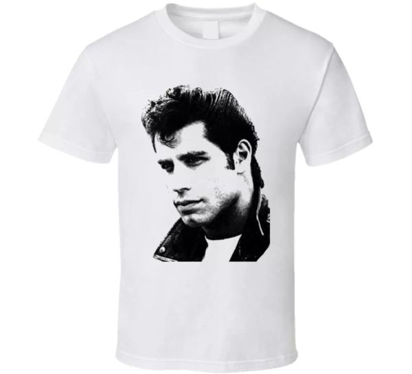 

john travolta grease movie t shirt, White;black