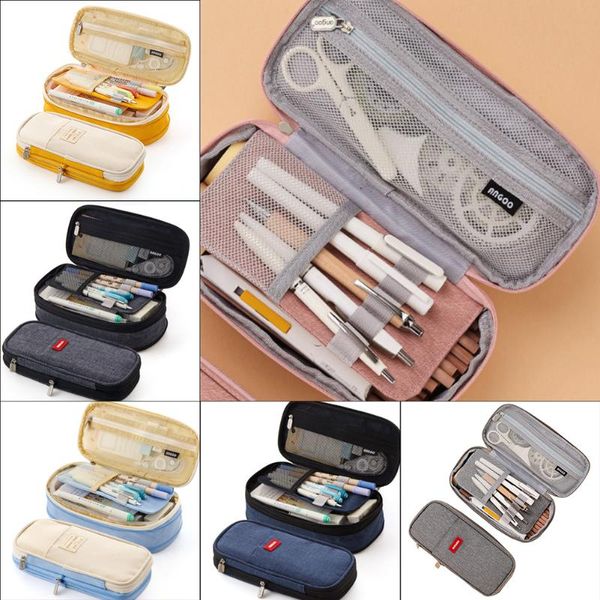 

storage bags durable large capacity school pen pencil case college office zipper stationery pouch bag