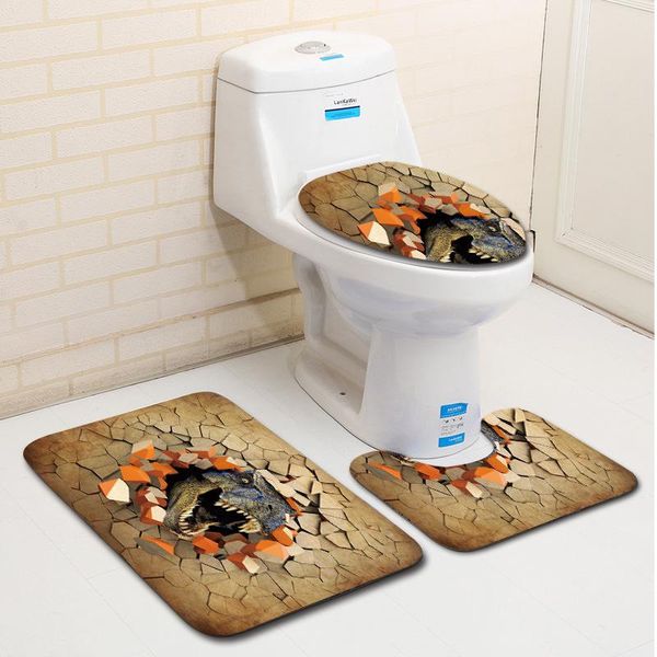 

bath mats three piece toilet set flower cat printing mat anti slip carpet bathroom seat rug accessories for