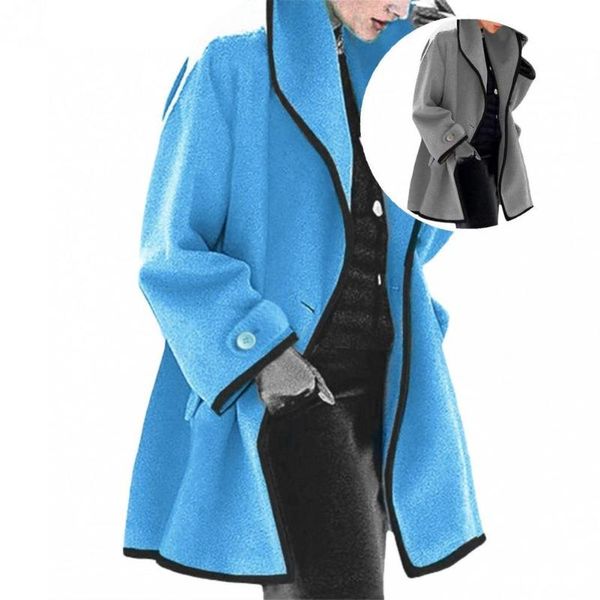 

Women's Trench Coats Cool Women Jacket Long Sleeve Eye-catching Woolen Coat, Tan;black