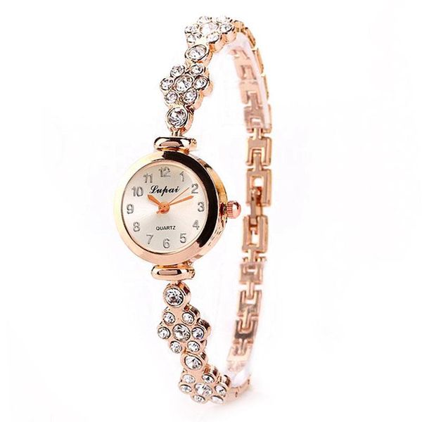 

wristwatches l5yc fashion women's stainless steel crystal dial quartz bracelet luxury wrist watch, Slivery;brown
